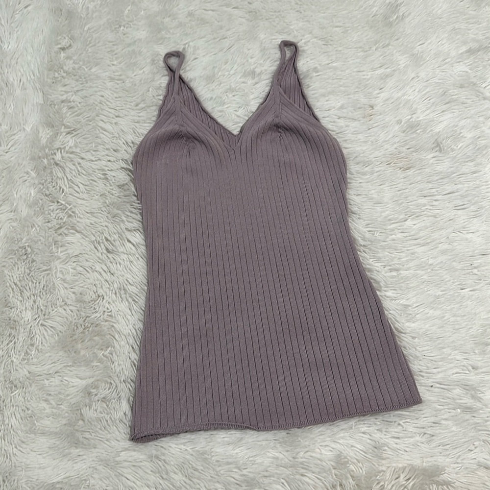 Elegant Mauve Ribbed Women's Top